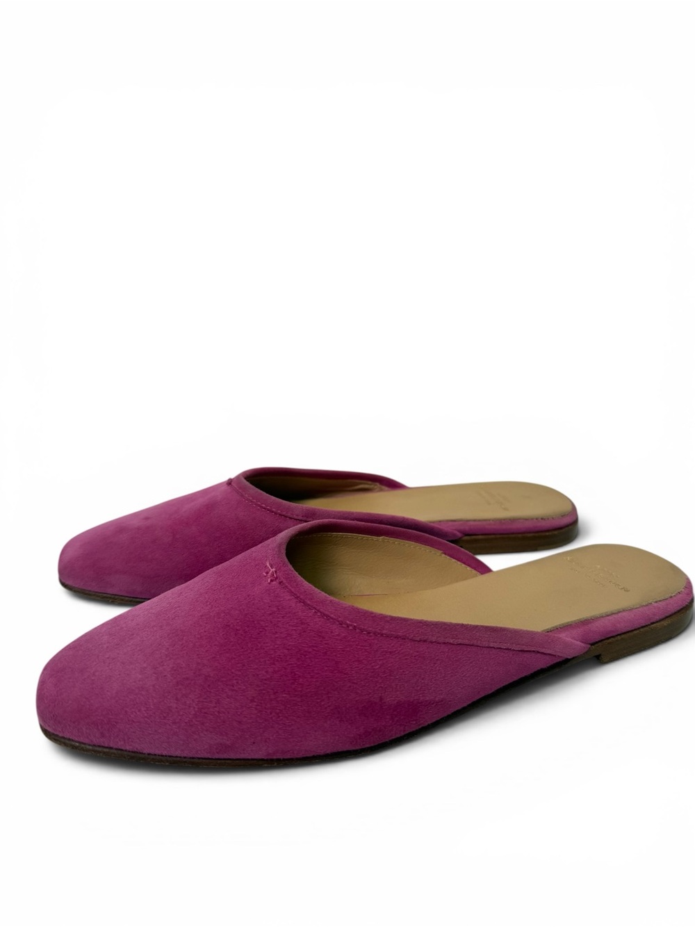 Ann Mashburn Fuchsia Suede Flat Mule Slides Italy EU 37.5 US 7.5